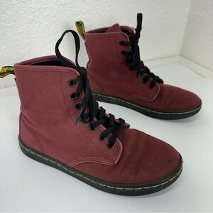 Dr. Martens Burgundy Shoreditch Lace Up Combat Boots Ladies Size 6 Street wear